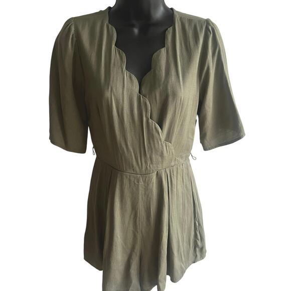 Olive Green Romper S Cottagecore Fairycore‎ Soft Girl Vintage Inspired Summer - Picture 1 of 7
